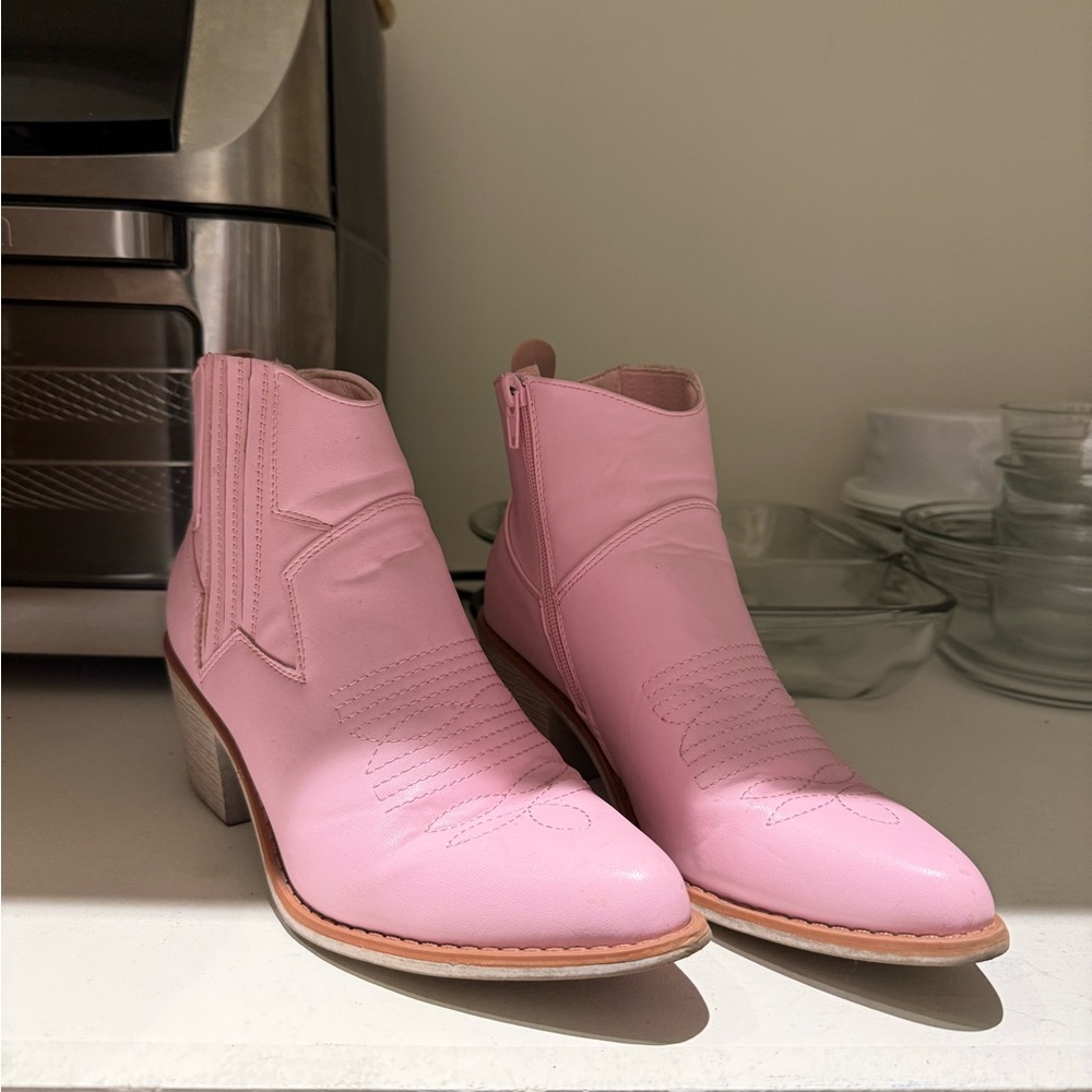 Pink Cowgirl Ankle Boots